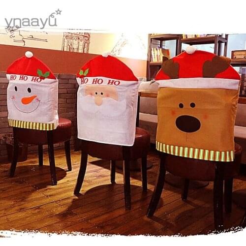 Ynaayu 1PCS Christmas Man Chair Covers Santa Clause Red Hat Xmas Chair Hat For Dinner Decor Home Decorations Ornaments Supplies