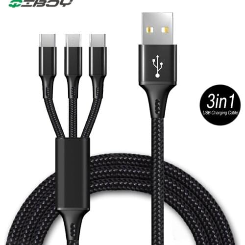 3 in 1 Charging Cable Micro USB Type C Multifunctional Charger Wire For Xiaomi Huawei Mobile Phone Quick Charge USB C Data Cord