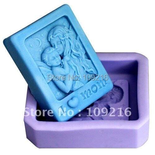 1pcs Baby and Mom(R0954) Silicone Handmade Soap Mold Crafts DIY Mold