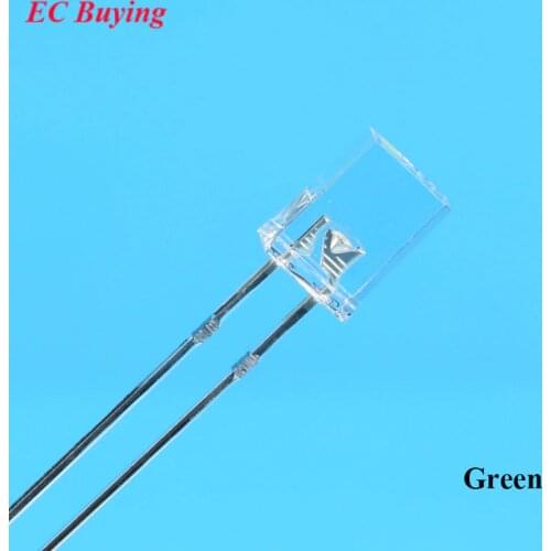 100pcs 3V Rectangle LED 2X5X7mm New Quare LED Diode Transparent Water Clear LED Light Emitting Diode Lamp Green 2X5X7