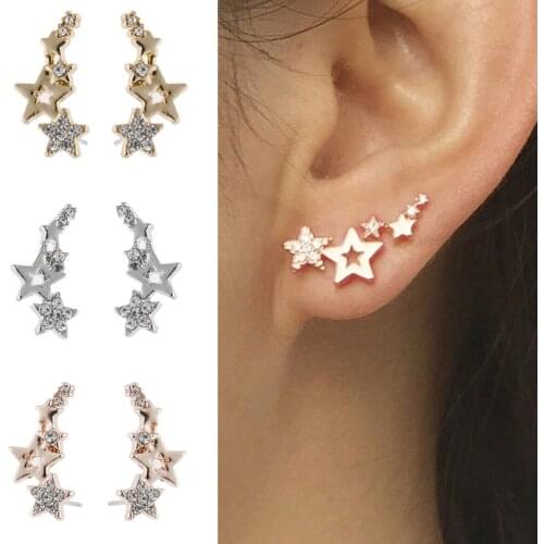 2021 Moon Star Ear Tiny Star Moon Stud Earrings for Women Everyday Girls Birthday Gift Jewelry Mini Star Stud Earrring