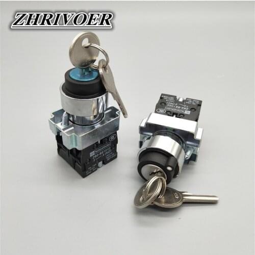 22mm XB2-BG33/XB2-BG21 3 Position/2 Position Key Select Button Switch NO/NC Metal Knob Switch Rotary Switch