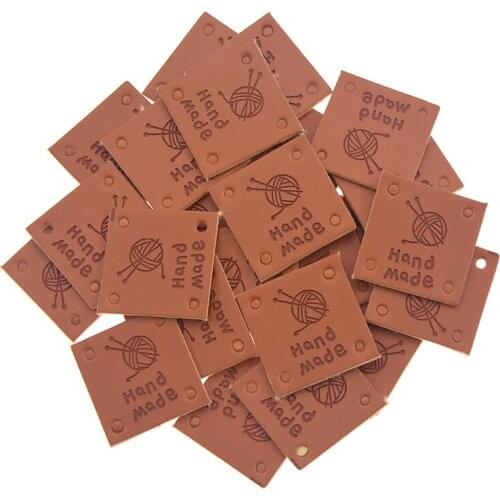 24PCS/pack Letter Printed Artificial Leather Labels Tags DIY Handmade Craft Sewing Clothing Hat Bag Tags Accessories