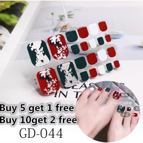 22tips/sheet Toe 3D Nail Stickers Waterproof Full Cover Foot Decals Toe Nail Decal Wraps Adhesive Stickers DIY Salon Manicure
