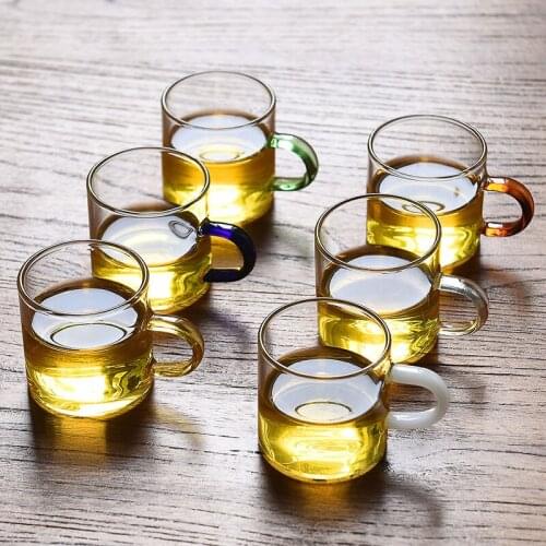 4 pcs/set cup Heat resistant glass tea cup Transparent Upscale gift kitchen office Home Drinking tool serve customer E11602