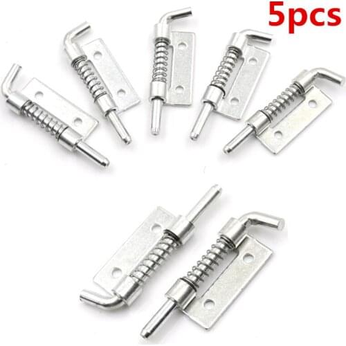 5pcs/lot Spring Loaded Metal Security Barrel Bolt Latch Silver Tone Spring Latches Door Cabinet Hinges Hardware 5.3*1.7cm
