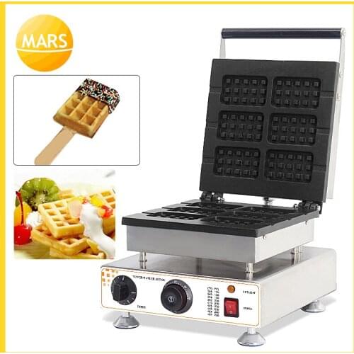 Non-stick 6pcs square belgium waffle maker iron on a stick waffle buscuit machine baker for wholesale