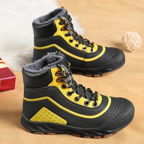 High-quality Hiking Shoes Men Winter Snow Boots Outdoor Travel Warm Shoes Women Non-slip Wear-resistant Hiking Boots Size 28-44