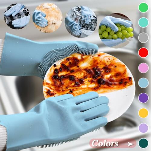 Dishwashing Cleaning Gloves Magic Silicone Scrubber Gloves Car Pet Dish Washing Glove for Household Rubber Kitchen Cleaning Tool