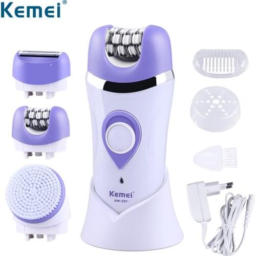 Kemei 3in1 Women Face Hair Removal Epilator Electric Lady Shaver Bikini Trimmer Body Depilatory Leg Rechargeable Depilation