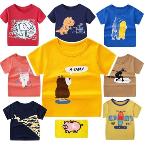 2020 Summer Boys Girls Cartoon Printed T Shirt Short Sleeve Soft Cheap Clothes Baby Fashion Animal Tshirts For 4 6 8 10 12 Years