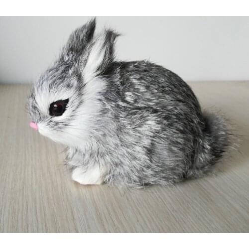 Simulation rabbit about 13x10cm gray rabbit polyethylene&furs hard model toy ,home furnishing decoration gift b2899