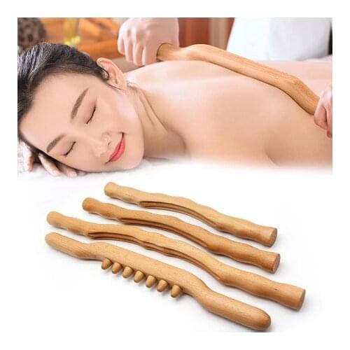 4Pcs Scraping Stick beech wood Back Shoulder Neck Waist Leg Massage Tools Fat burner Meridian Brush Slim cellulite massager Rod