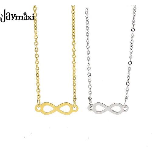 Jaymaxi Infinity Eternal 8 Word Necklace Mirror Polished 2019 New Titanium Steel 18 Inch Chain Necklace Gift