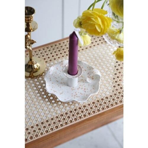 Retro French Ruffle Ceramic Candle Holder Candle Holder Decoration Plate Jewelry Plate Home Aroma Candle Holder Decoration