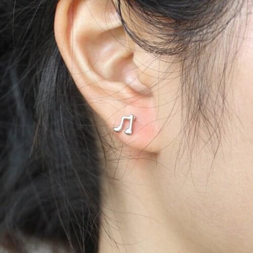 Korean Tiny Note Studs Musical Notation Mini Ear Studs Earrings Gifts For Girlfriend Women Musician Silvery Accessories Jewelry