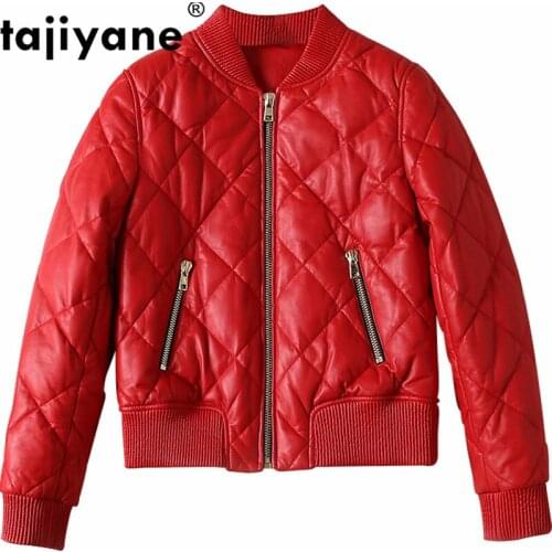 100% Leather Real Down Jacket Women Winter Sheepskin Coat Female Short Montone Genuine Jacket Womens Leather Coats 6097