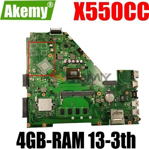 AKEMY X550CC Laptop Motherboard For ASUS X550CA X550CL R510C Y581C X550C Original Mainboard 4GB-RAM I3-3217U UMA