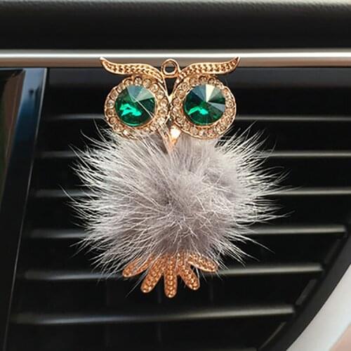 Cute Fur Owl Car Decoration Ornaments Auto Outlet Perfume Clip Scent Car Aroma Diffuser Bling Car Accessories Interior Decor