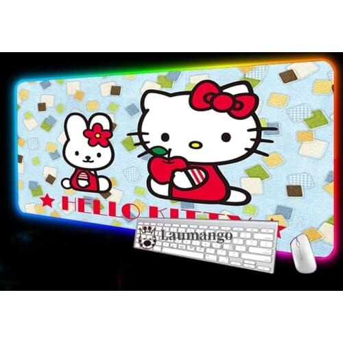Kawaii Mouse Pad Hellos Kitty Rgb Keyboard Mat Gaming Accessories Full Gamer Pc Table Gamer Xxl Mousepad Speed Desk Mat Led