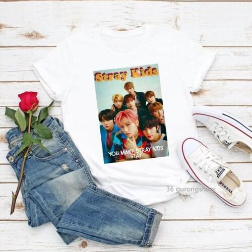 2021 Korea Fashion Stray Kids T Shirts Graphic Print T-Shirts Women Clothes Tee Female Clothing Short Sleeve T shirt