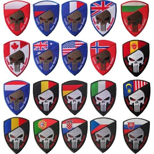 XICC Skull Military Velcro Patches Wars 3D Embroidered National Flag Tactical Outdoor Stickers Soldier Badges for Clothes Bags