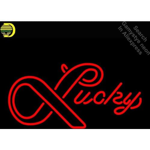 Lucky Red Lager Beer Neon Sign neon Light Sign arcade Lamp galss tubes Custom Design Restaurant Neon signs for sale Dropshipping