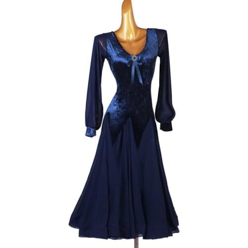 NEW dancer test diamond velvet suit dress dancing full-skirted dress ballroom dancing COSTUMES MQ261