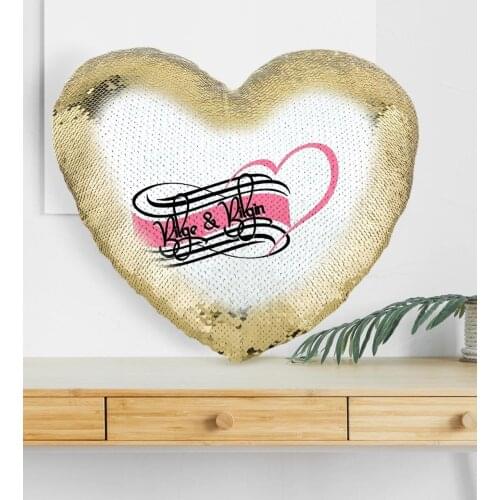 Personalized Valentines Day Gold Glitter Magic Heart Pillow-34