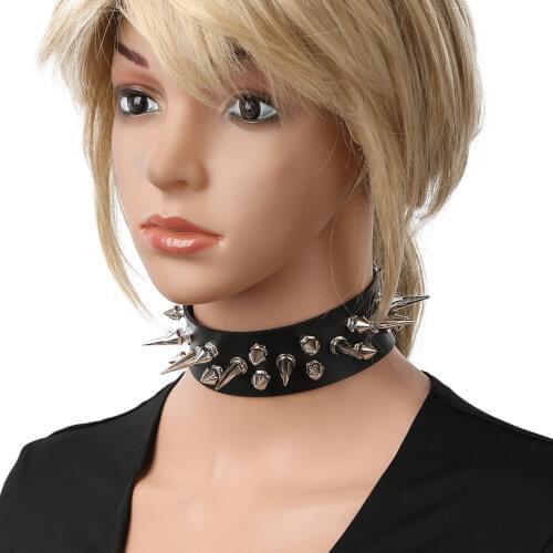 Sexy Punk Spiked Rivet Rock Gothic Chokers Women Leather Choker Necklace for Halloween Club Chocker Sexy Gothic Jewelry Harajuku