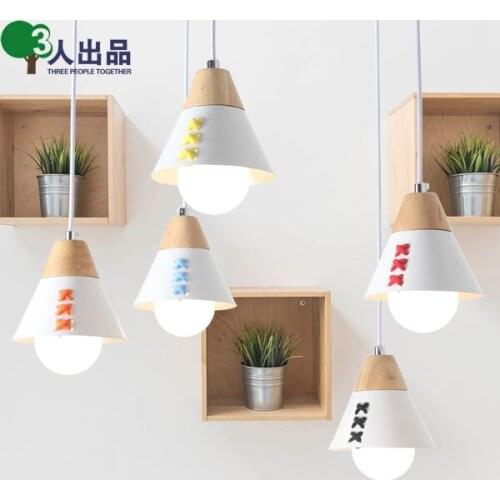 Creative appearance of the Nordic minimalist solid wood Pendant Lights Childrens room bedroom living room dining room lighting