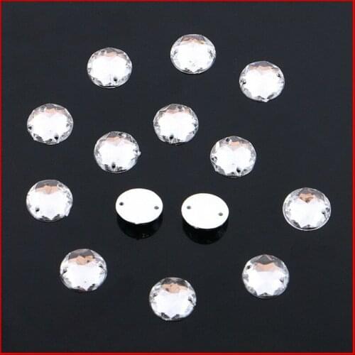 Clear Flatback Acrylic Round Rhinestone Stones And Crystals Costume Craft Accessories 50pcs 10mm -E44