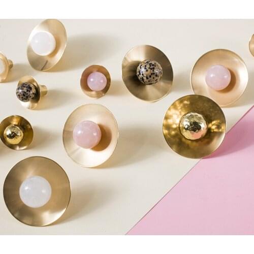 Multicolor Natural stone+solid brass cabinet pulls/Kitchen Drawer Cabinet Handle Furniture Knobs Hardware Cupboard Pull