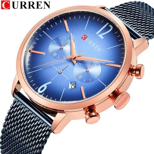 Relogio Masculino Luxury Brand CURREN Sport Chronograph Watches Men Mesh Band Multifunction Waterproof Quartz Watch dropshipping