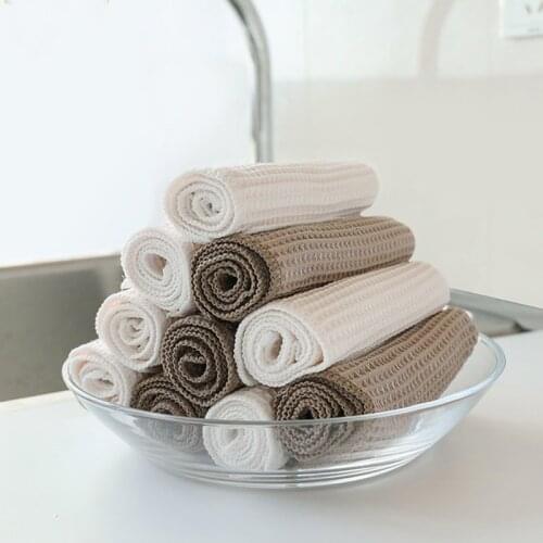 2pcs Anti-grease Wiping Rags Kitchen Efficient Super Absorbent Microfiber Cleaning Cloth Home Washing Dish Cleaning Towel