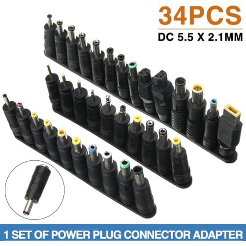 POHIKS 1set Universal Plug Jack Adapter DC 5.5x2.1mm Female to DC Male Multi Plugs Connectors For PC Laptop