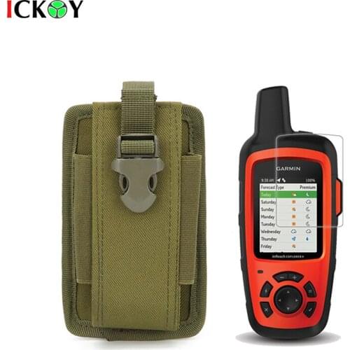 Military Tactical Pouch Portable Storage Case + Screen Protector Shield Film for Handheld GPS Garmin inReach SE+ Plus / E