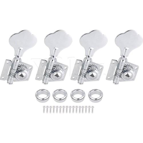 Yibuy 4R Chrome Bass Guitar Machine Heads Tuners / Elephant ear button