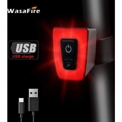 WasaFire Rear Bike Light USB Rechargeable Bicycle Taillight LED MTB Night Cycling Warning Lamp 5 Modes Helmet Back Lamp