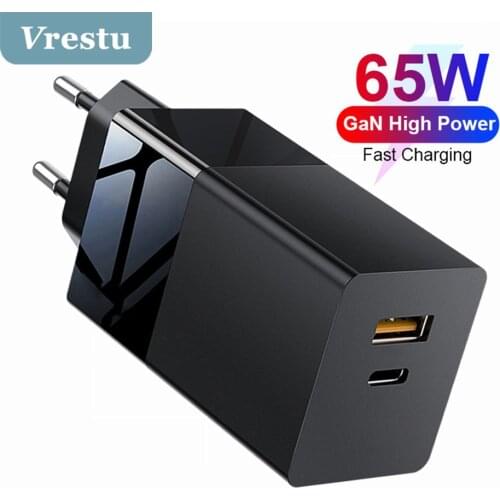 65W GaN Charger Quick Charge 4.0 PD 3.0 Fast Charge AFC FCP Travel Adapter for Macbook Pro Matebook iPhone 12 XS 8 Huawei Mate40