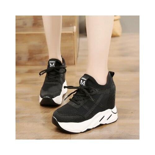 2020 Women High Platform Shoes New Autumn Breathable Women Height Increasing Casual Shoes 11CM Thick Sole Spring Sneakers Woman