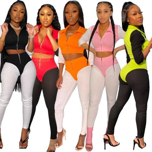 In Stock Women Tracksuits Jogger Pant Sets 2020 Two Piece Set Fall Clothing Outfits 2 Piece Pants Leggings Women Coats Jackets