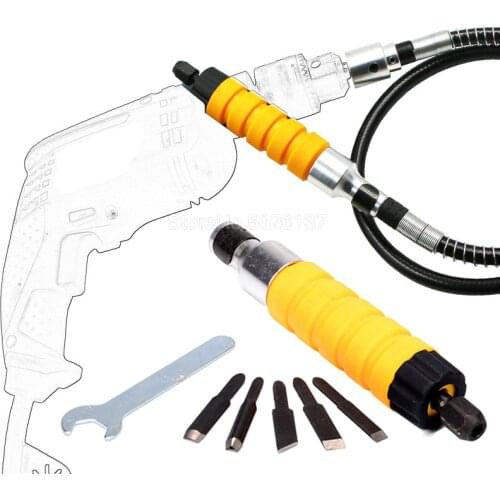 1 Set Wood Carving Tool Chisel Electric With 5 Tips Wrench Flexible Flex Shaft Hand Engraver Dremel Drill Handle Fits Handpiece