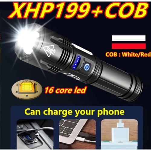 2021 XHP199 Super Powerful Led Flashlight 18650 XHP160 XHP70.2 Led Torch USB Rechargeable Tactical Flashlight COB Flash Light