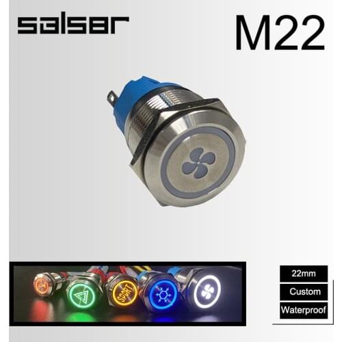 22mm DIY Lock Momentary 1NO 1NC Luminous Character Lettering Custom 3A 250VAC Computer Metal Push Button Switch