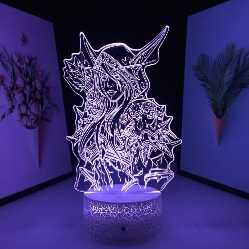 3D Lamp World of Warcraft Sylvanas Windrunner Figure LED Night Light for Game Player Gift Bedroom Decor Acrylic Table Lamp