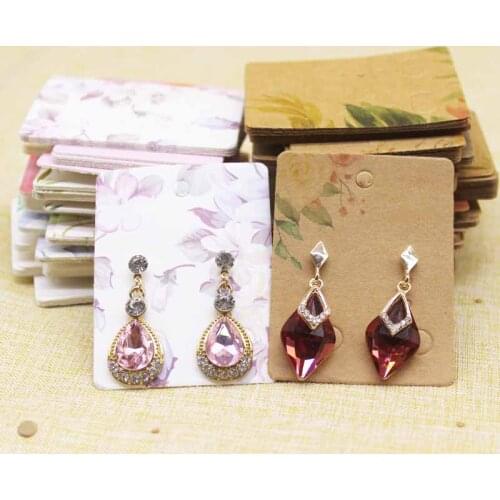 50Pcs flower marbling paper earring package Card 5x6.5cm fruit style Jewelry earringDisplay tag Cards