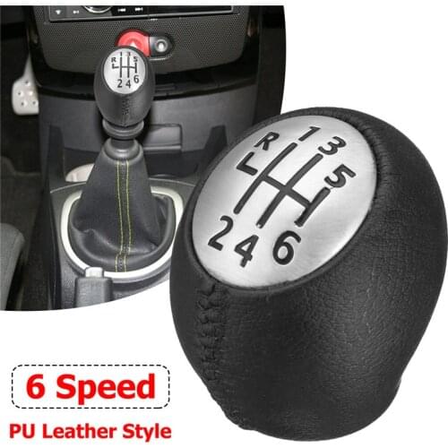 6 Speed PU Leather Gear Shift Shifter Knob Lever Stick Trafic Master For Renault Megane Clio Laguna Scenic For Vauxhall Opel