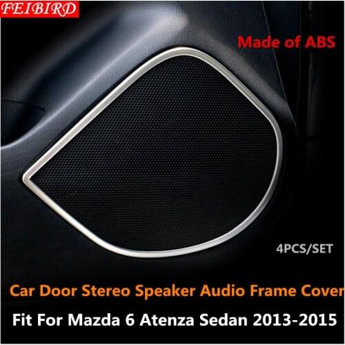 ABS Chrome Car Door Stereo Speaker Audio Frame Cover Interior Trim 4 PCS / Set For Mazda 6 Atenza Sedan 2013 2014 2015