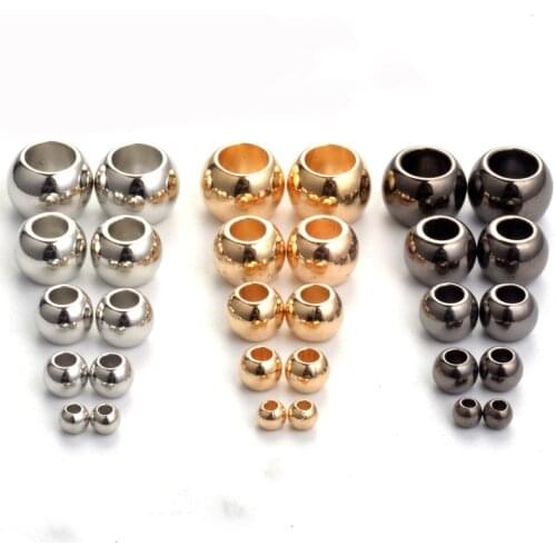 100pcs/lot 4 6 8 10 12 mm CCB Spacer Beads Gold Color Big Large Hole Beads For DIY Jewelry Making (not metal)